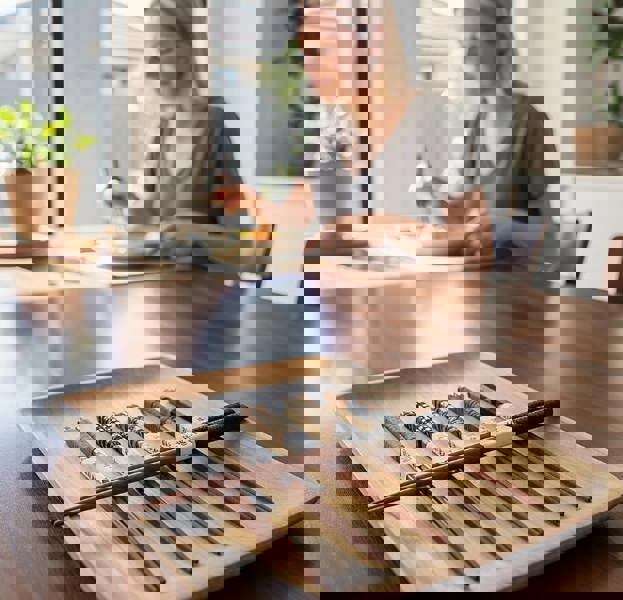 Anygleam Brown 6pairs Wooden Chopsticks Reusable Kitchen Tableware