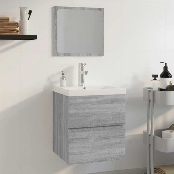 Berkfield Bathroom Furniture Set Grey Sonoma Engineered Wood