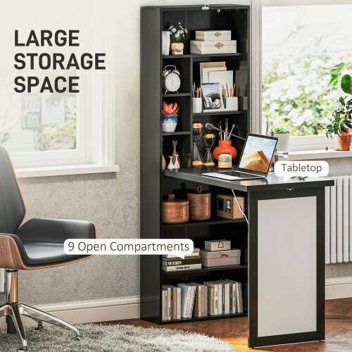 Wyld Haus Elrika 98cm Black 3 Section Work Desk With Writing Board And Storage