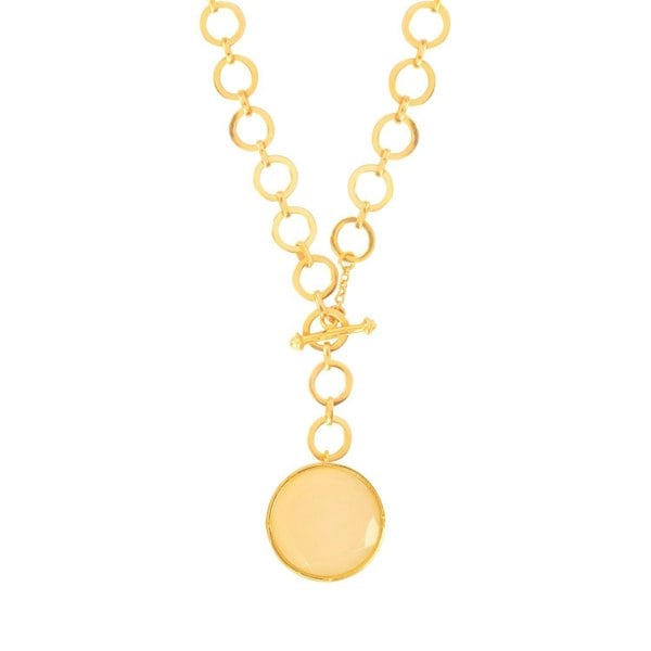 Lila Rasa Sparkling White Crystal Pendant With Loop Chain & T Lock