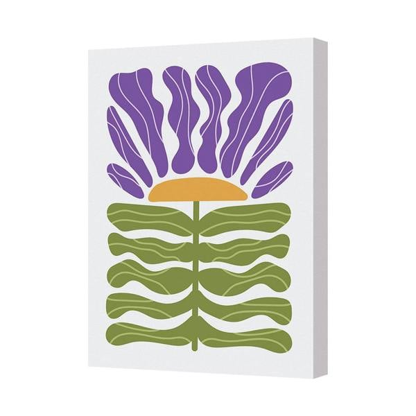Benjamin Tate Design Contemporary Floral Canvas Art Print Purple Green Orange Leaves Handmade in UK