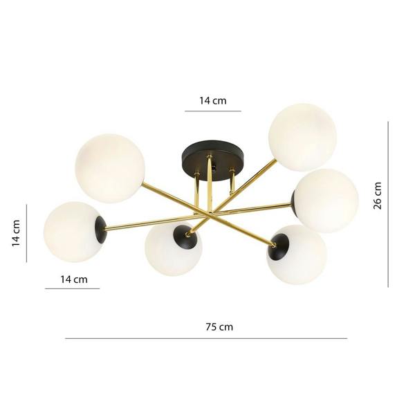 Emibig MAGNUM Ceiling lamp  6 x E14  Black, gold with White Shade