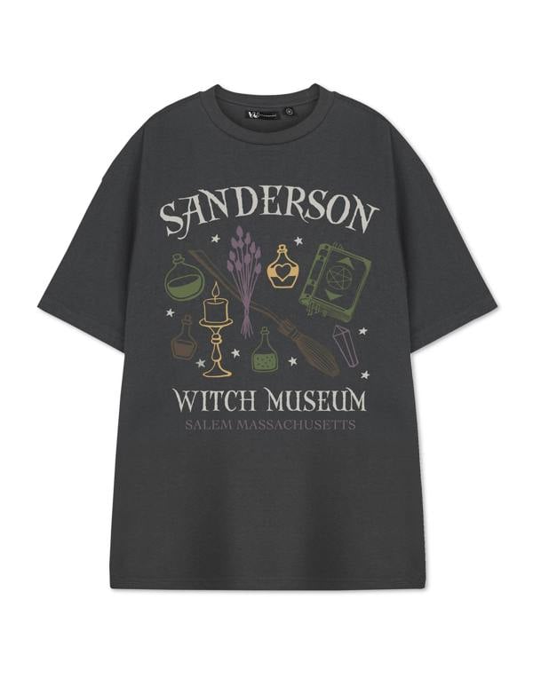 Show Me The Merch Womens Grey Sanderson Witch Museum Short Sleeved T-Shirt