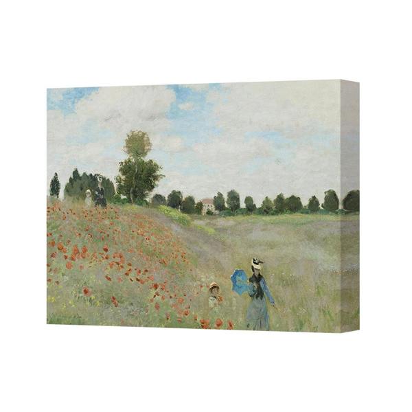 Benjamin Tate Design Canvas Art Print Poppy Field With Woman In Blue Parasol