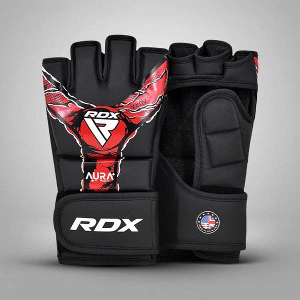 RDX Sports GRAPPLING GLOVES NEW AURA F17 BLACK RED