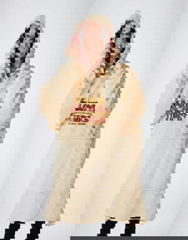 Stranger Things Unisex Beige Brand Name Print Printed Hood Linning Blanket Hoodie (One Size)