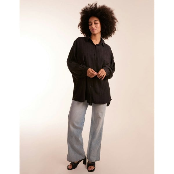 Blue Vanilla Crinkle Oversized Shirt