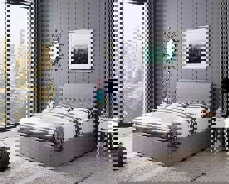 Flintshire Furniture Carmel 5ft Grey End Opening Ottoman Bed