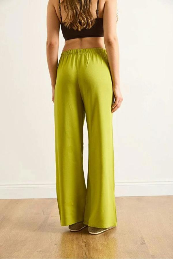 Hoxton Gal Basic Belted Woven Viscose Palazzo Pants