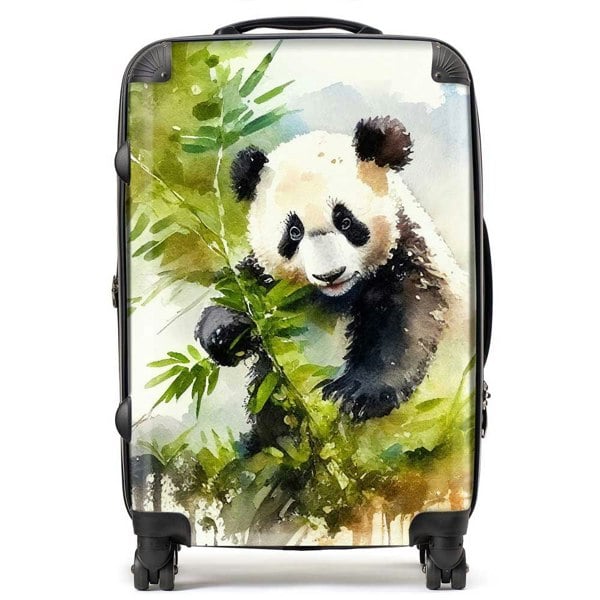 Warren Reed Panda Eating Bamboo Watercolour Suitcase