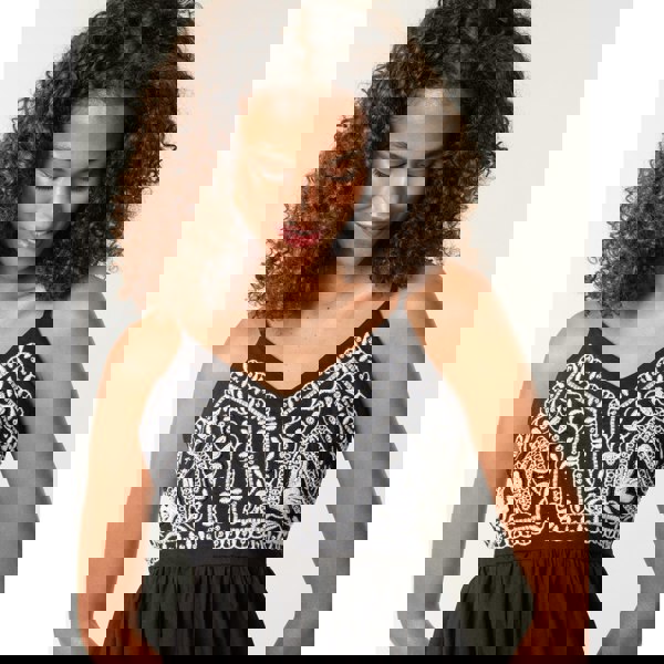 Blue Vanilla Embroidered Yoke Strappy Dress