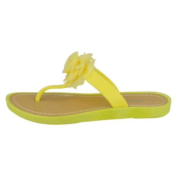 Savannah Ladies Savannah Flat Toepost Rose Trim Sandals
