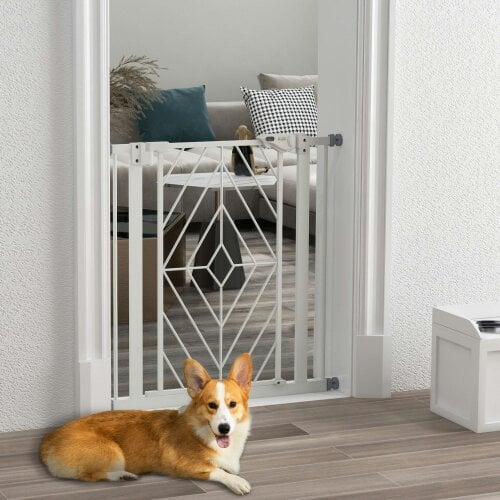 PawHut Pressure Fit Safety Gate w/ Auto Closing Door, Double Locking