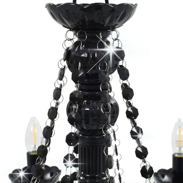 Berkfield Chandelier with Beads Black 8 x E14 Bulbs