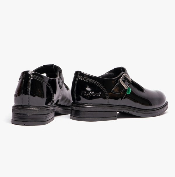 Kickers 116229 LACH T-BAR Girls School Shoes Black Patent