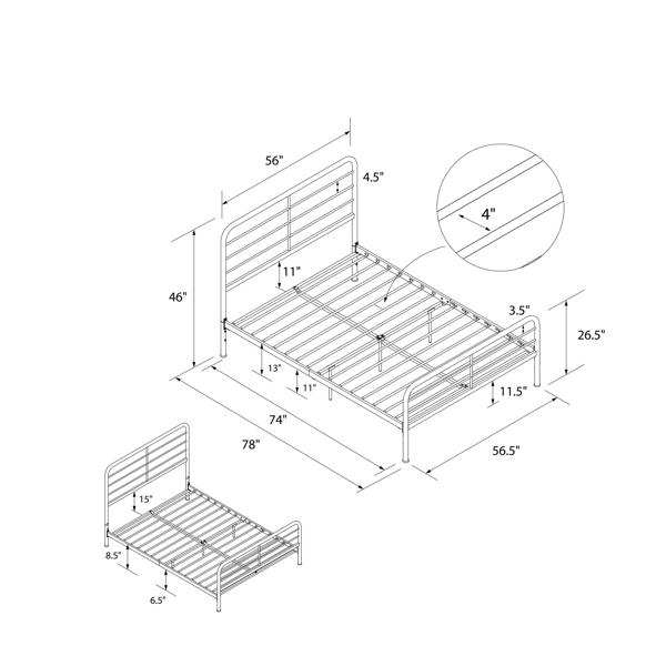Dorel Home Millie Metal Bed White - Double