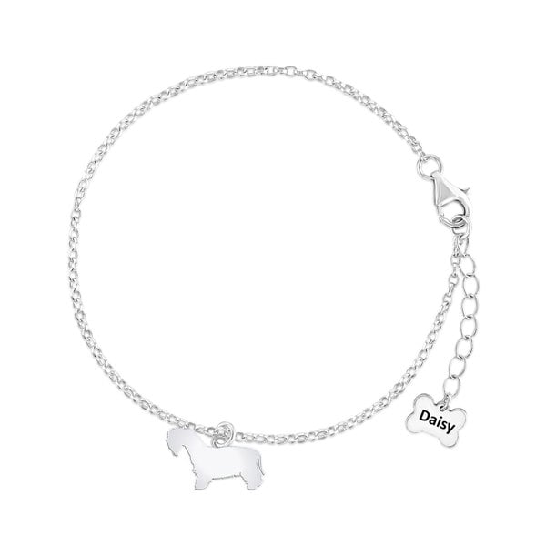 Mylee London Cesky Terrier Silhouette Silver Chain Bracelet - Personalised