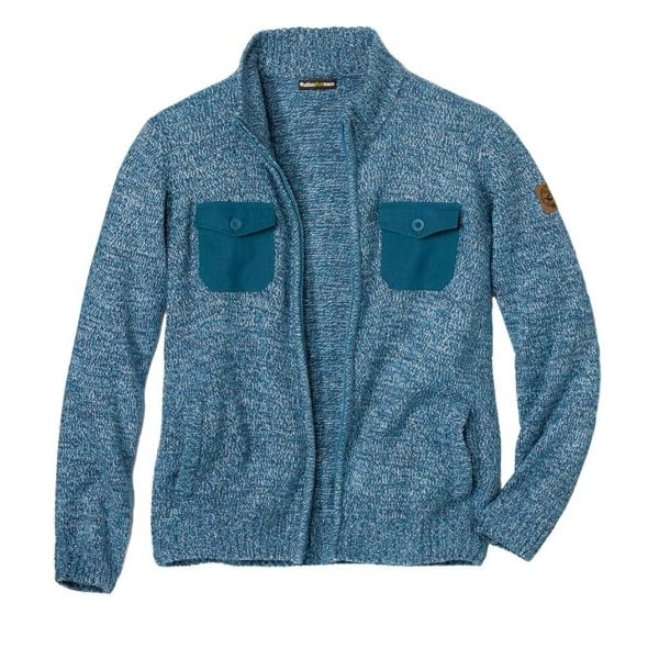 Atlas For Men Mens Knitted Full Zip Jacket - Pigeon Blue