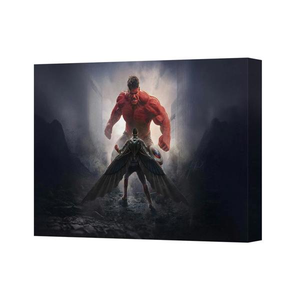 Benjamin Tate Design Epic Hulk Versus Captain America Battle Canvas Print Wall Art