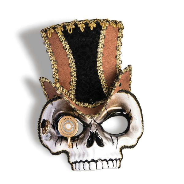 Bristol Novelty Unisex Adults Steampunk Skull Mask - White/Brown/Black - 