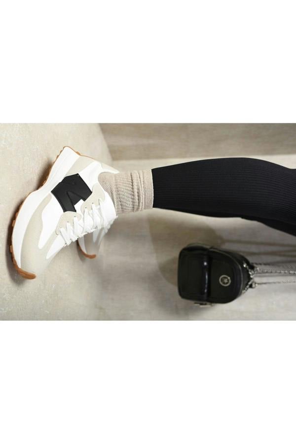 Gabriela Low Top Lace Up Trainers - White/Black