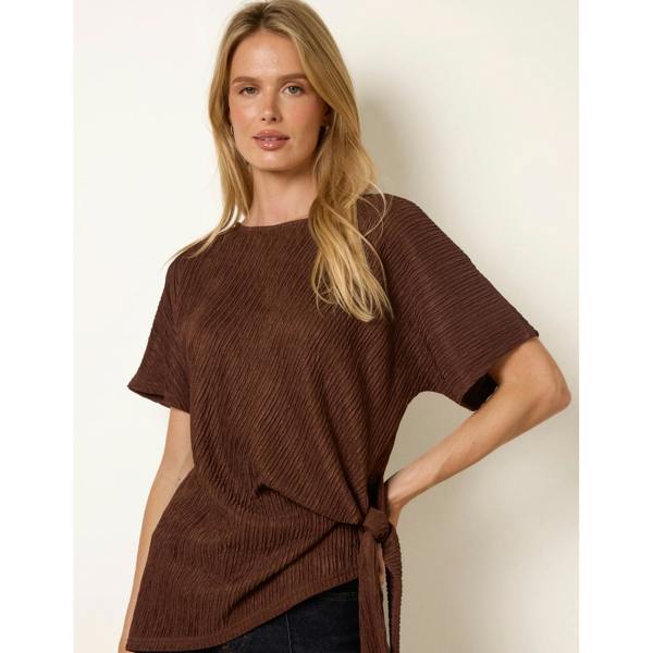 Blue Vanilla Side Tie Crinkle Top