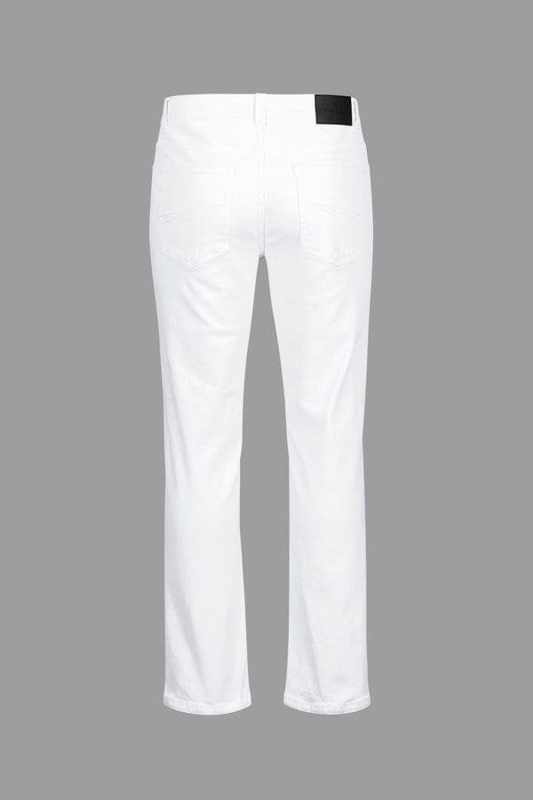 ENORSIA Men's White Slim Fit Essential Stretch Jeans