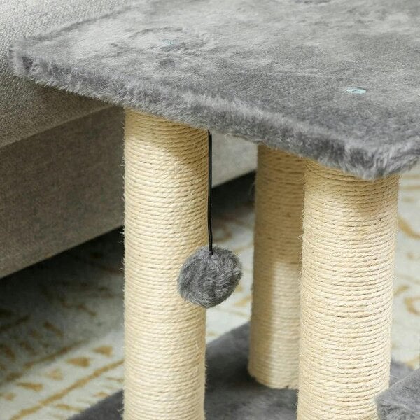 Pet Steps for Bed, 3 Step Adjustable Pet Stairs for Sofa with 6 Sisal Scratching Posts for Small Dogs & Cats, Grey