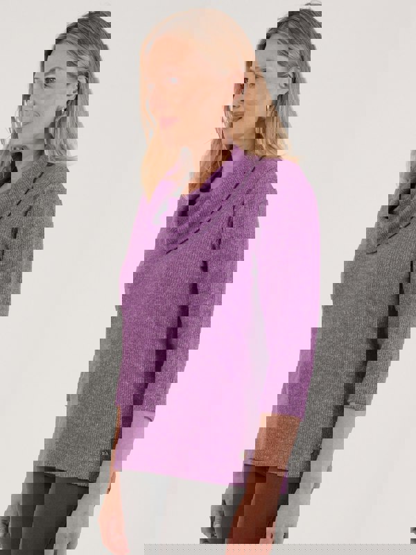 PennyPlain Ribbed Cowl Top - Amethyst