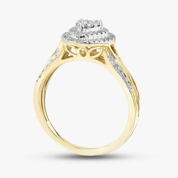 T. H. Baker 9ct Yellow Gold 0.50ct Brilliant Cut Diamond Shoulder Set Cluster Ring THR38311-50NJ(YG)