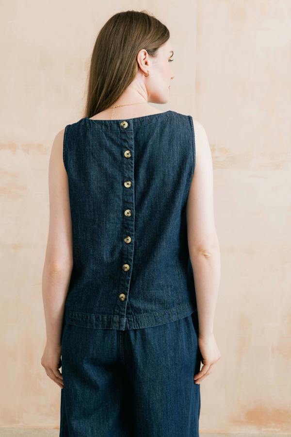 Lily & Me Cora Denim Button Back Vest