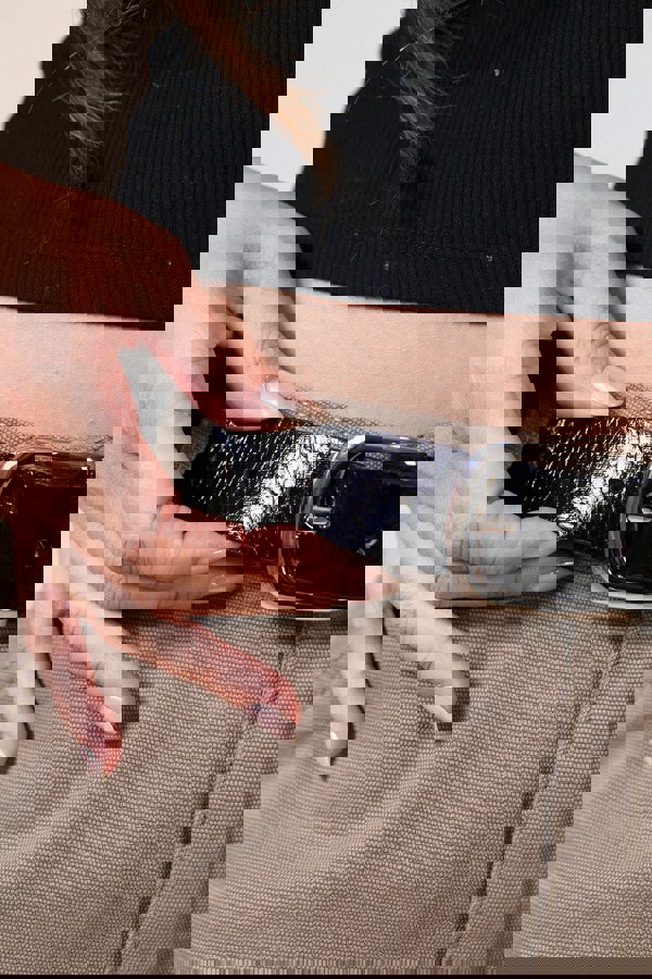 SVNX Snake Print Belt With Silver Metal Buckle In Black