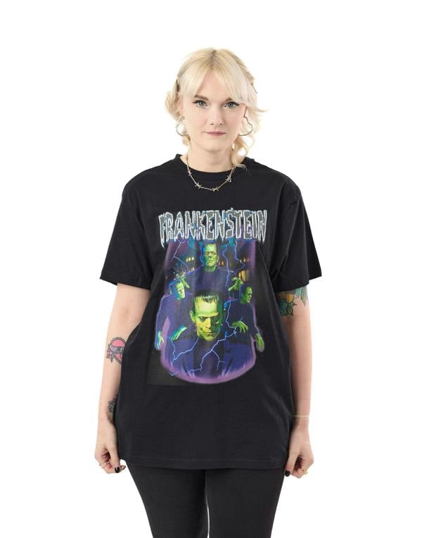 Universal Monsters Unisex Black Frankenstein Short Sleeved T-Shirt