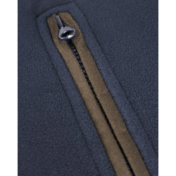 Detail view of the zip on the Hoggs of Fife Woodhall fleece gilet 