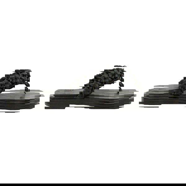 Dune London Womens/Ladies Loxx Plaited Leather Toe Post Flat Sandals - Black