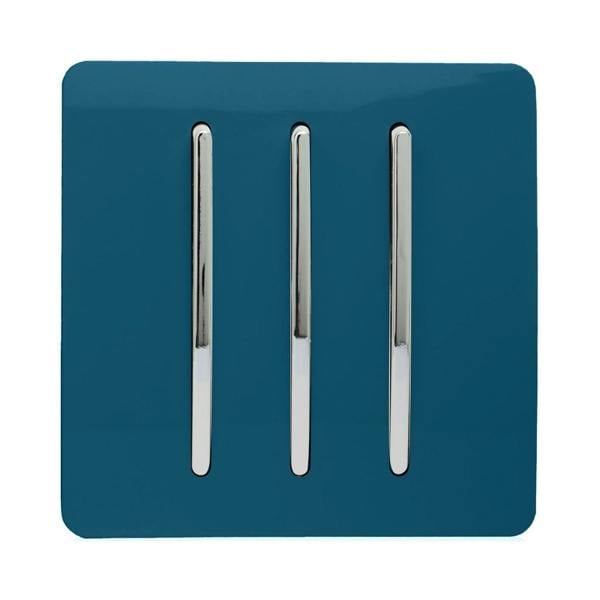 Trendi Switch 3 Gang 1 or 2 way Rocker Light Switch in Midnight Blue