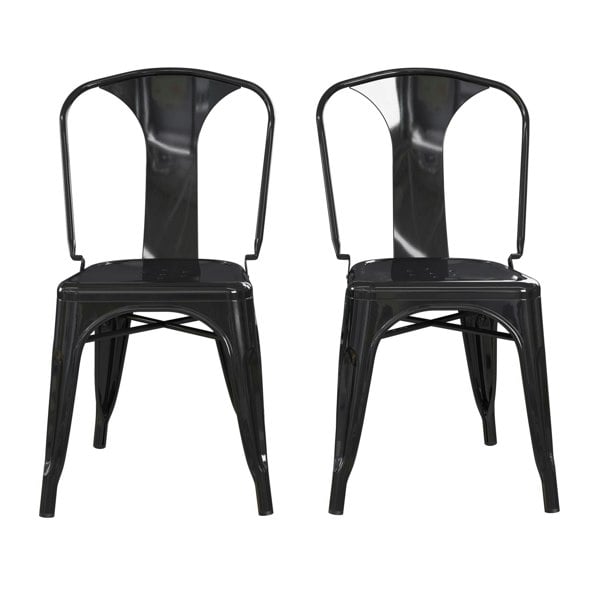 Dorel Home Finn metal dining chair in black - 2 pieces