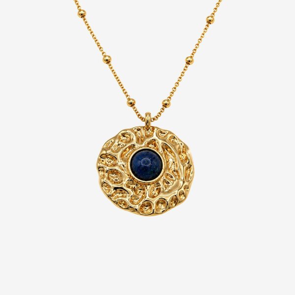 Uchi & Soto Kin Molten Gold and Navy Stone Pendant Necklace