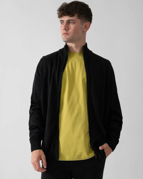BOSS Orange Avac Mens Full Zip Funnel Neck Jumper - Black 001