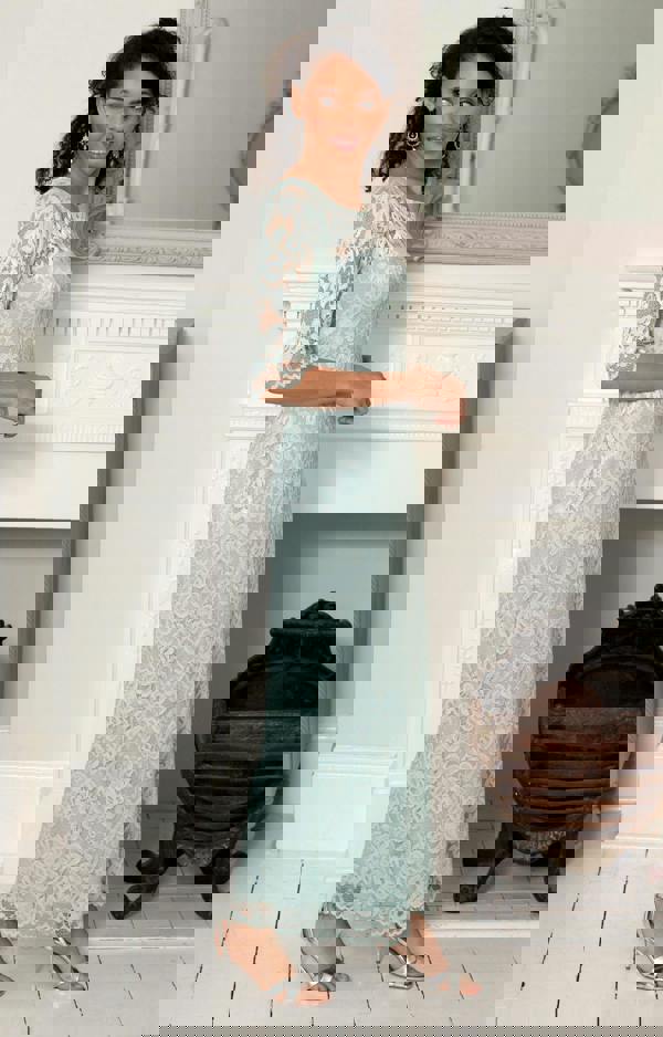 Alie Street London Lila Gown Long - Mint Silver Green