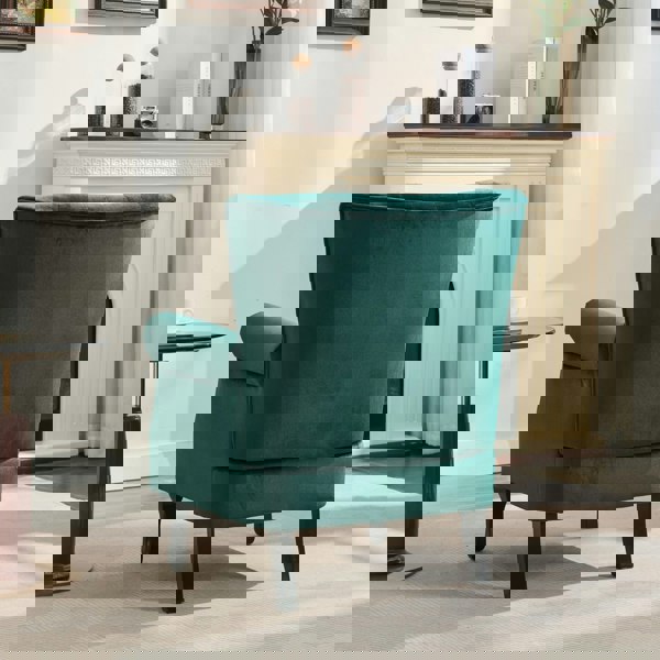 Furniture One High Back Modern Tub Chair Mid-Century Velvet Accent Chair Sofa w Soft Padded