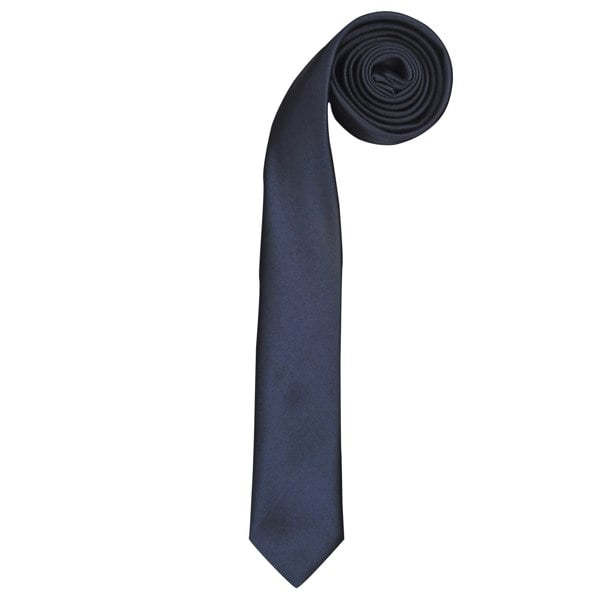 Premier Tie - Mens Slim Retro Work Tie - Navy