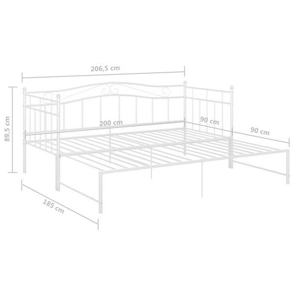 Berkfield Pull-out Sofa Bed Frame White Metal 90x200 cm