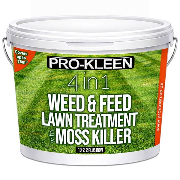ProKleen Pro-Kleen 4 in 1 Weed and Feed Lawn Treatment with Moss Killer - Greens Grass, Kills Weeds & Moss & Fertilises Grass 2.5kg