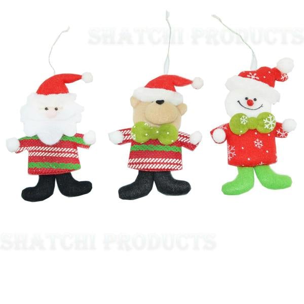 3pcs Handmade Multicolour Novelty Christmas Hanging Teddy Decorations for Home and Tree Display image 3