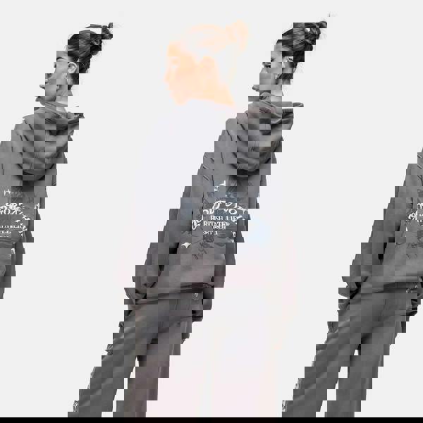 Good For Nothing Grey Zip Through Hoodie With Puff Print - Grey Image 4