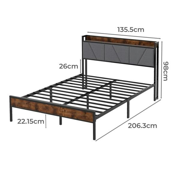 Levede Heavy Duty Double Bed Frame Metal Platform with Storage Headboard 4FT6