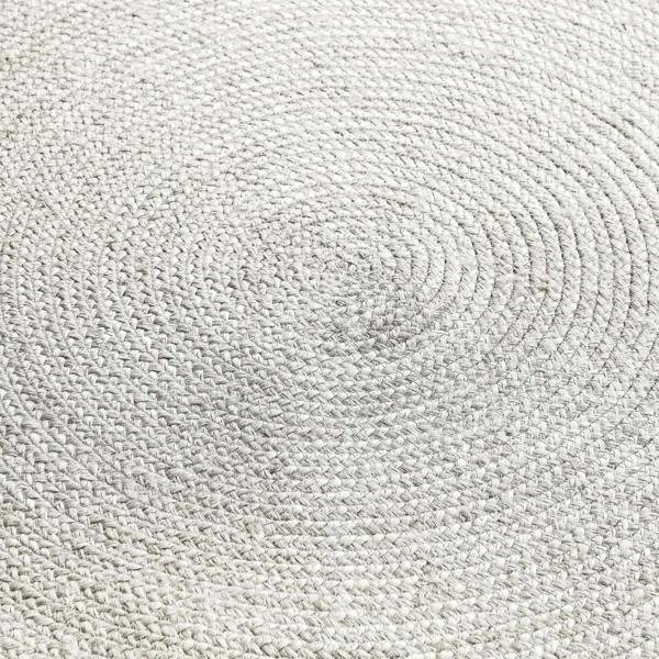 Braided Jute Rug Round Rangpur White