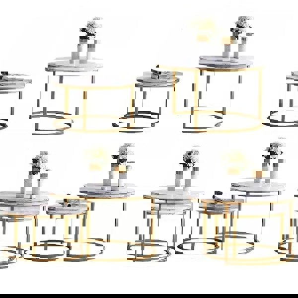 Havendro Nesting Coffee Tables Set of 2 Round Stacking Sofa Side Tables for Living Room