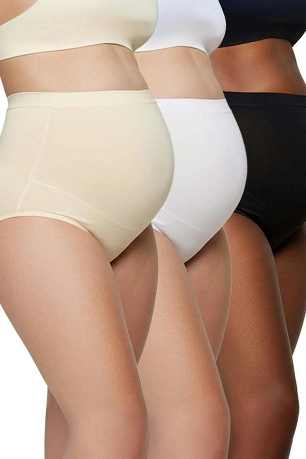 WOVCOR 3-Pack Cotton Lycra Hipster Knitted Maternity Panties